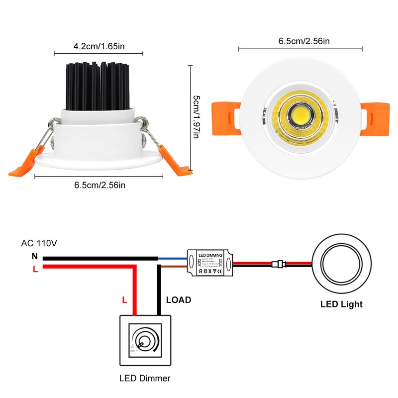 inShareplus 2 Inch LED Downlight, 3W Recessed Lighting COB Dimmable,