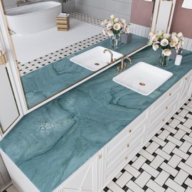 VaryStyle Blue Marble Contact Paper Peel and Stick Countertops Waterproof Marble Wallpaper for Bathroom 15.7"x118" Removable Self Adhesive Granite Contact Paper for Kitchen Counter Top Table Walls