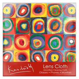 Quality Microfiber Lens Cleaning Cloth - 6”x6” - for Eyeglasses, Sunglasses, Phones, Screens, Blue-Light Glasses, Monitors - Fine Art Design - Kandinsky Circles