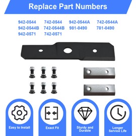 RKJFHIUR 781-0490 742-0571 Chipper/Shredder Blade Kit - Compatible with MTD/Troy-Bilt/Craftsman - Fits 981-0490 942-0571 742-0571