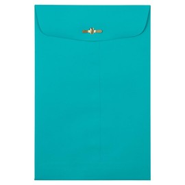 JAM PAPER 6 x 9 Open End Catalog Colored Envelopes with Clasp Closure - Sea Blue Recycled - 100/Pack