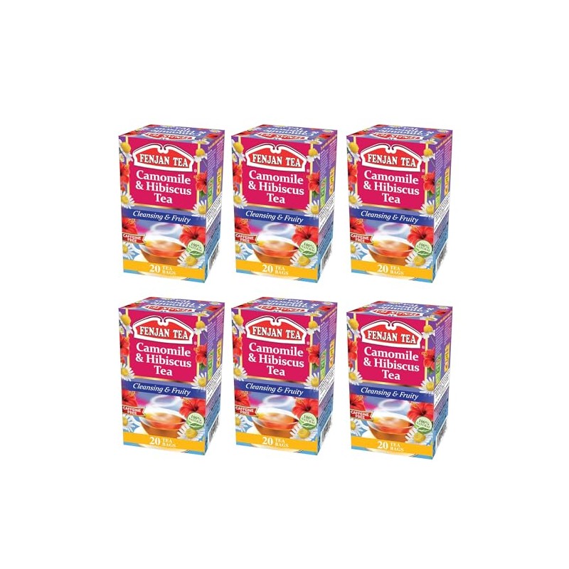 Fenjan Camomile & Hibiscus Tea, Cleansing & Fruity, 20 Tea