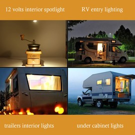 Hoysum 12 Volt RV Lights Tiny RV Under Cabinet Light 1.5w 2.56 inches for Motorhome Truck Super Energy-Saving (Warm White)