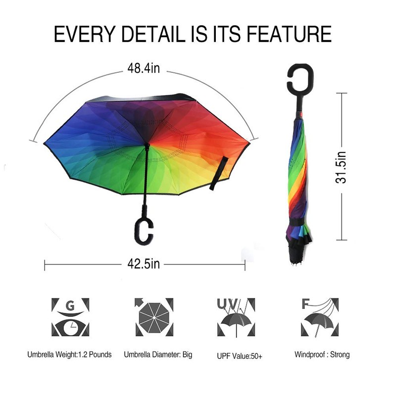 MRTLLOA 40/49/56 Inch Oversize Windproof Inverted Reverse Upside Down Umbrella,