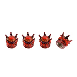 HEROFFIX 4 Pcs Decorative Tire Valve Stem Caps 15mm Tyre Valve Dust Covers for Most Cars Truck Red ABS Copper