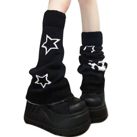 AQOKKA Y2K Knit Leg Warmers for Women Kawaii Leg Warmers Harajuku Long Leg Socks Cover Goth Lolita Winter Accessories