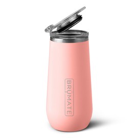 BrüMate 12oz Insulated Champagne Flute With Flip-Top Lid - Made With Vacuum Insulated Stainless Steel (Guava)