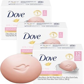 Dove Jabón en Barra Revigorizante Granada y Verbena, para una piel suave y fresca, con 1/4 de crema humectante 4 pack de 90 gr c/u