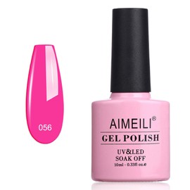 AIMEILI UV LED Gel Polish Removable Gel Nail Polish - Neon Peachy Pink (056) 10 ml