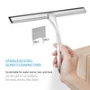 All-Purpose Stainless Steel Shower Squeegee with Adhesive Hooks, Bathroom Cleaning