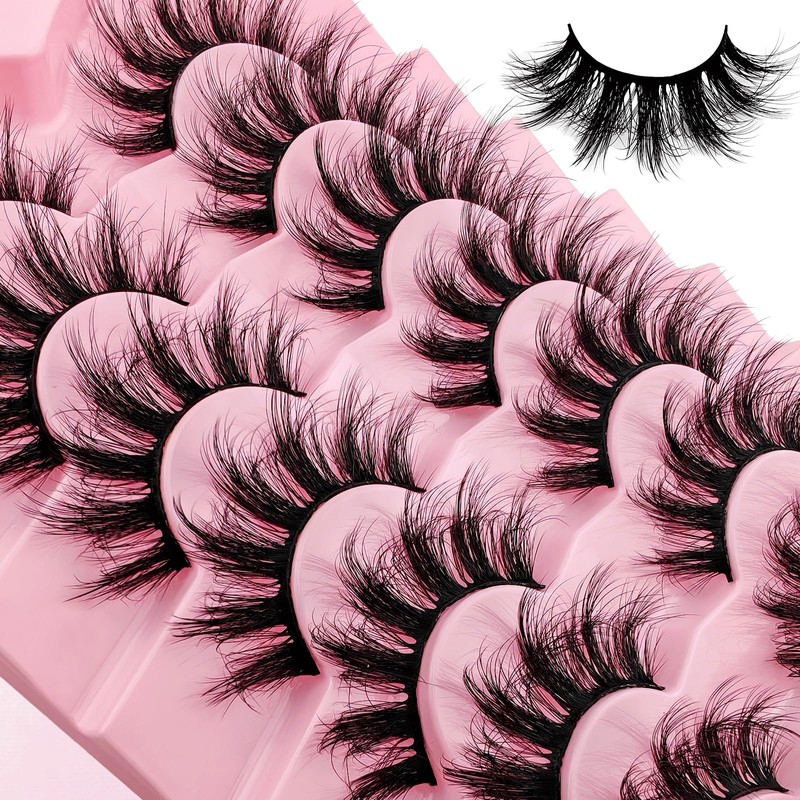 7P-807 3D False Eyelashes, Cat Eye, Fluffy Volume, Curly, Cat-Eye,