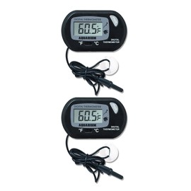 2-Pack Digital Aquarium Thermometers with Probe & Suction Cup - Large LCD Display for Fish Tanks, Marine Aquariums, and Reptile Habitats