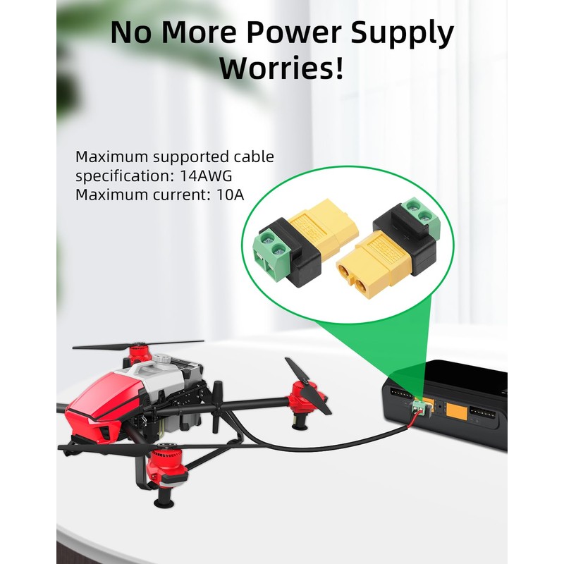 YANBORONSN XT60 Connectors Screw Terminal Adapter ,XT60 Female to 2PIN