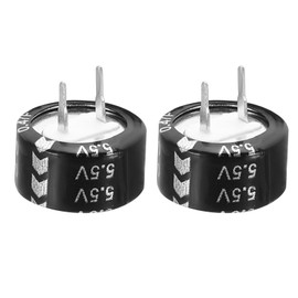 PATIKIL 2 Pcs 5.5V Super Capacitors, 0.47F C-Shaped Button Capacitor High Energy Low Resistance High Consistency for AC Motor Power Display Screen, Black