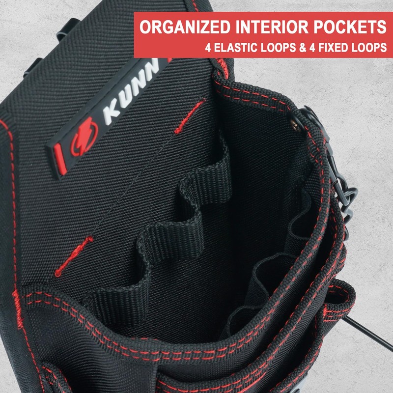 KUNN Electrician Tool Pouch with Belt Clip - 7-Pocket Lightweight
