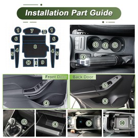 BSTW Car Non-Slip Mats for Ford Fiesta MK8 (2017-2024), Faithful Rubber Mat for Centre Console, Cup Holder & Door Recesses, Suitable for Ford Fiesta ST ST-Line Titanium (Blue)