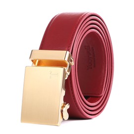 Tonywell Men's Leather Ratchet Belt with Automatic Buckle, 1 3/8" Wide, Trim to Fit Dress Casual Belts