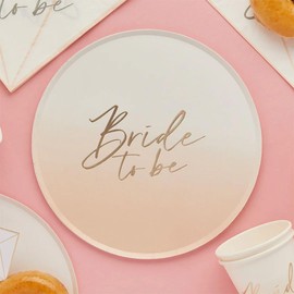 Club Green 8 Bride to Be Plates, Hen Party Paper Plates, Gold Ombre Hen Night Plates, Bachelorette Tableware, Hen Night Partyware