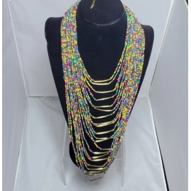 Signature multi color necklace with gold bars NWT