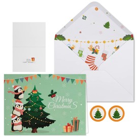 HERZOME Christmas Cards, Holiday Greeting Cards with Envelopes and Stickers 6.3in x 4.72in - Set of 30 - Animal Collection for Winter Xmas Season