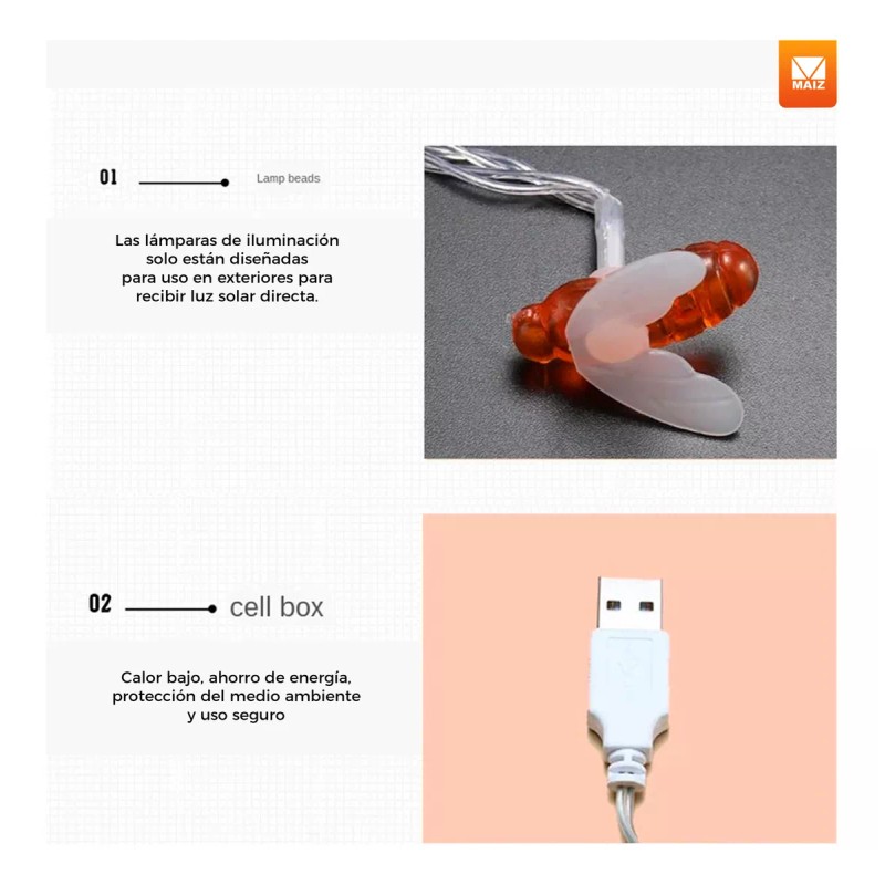 Maíz Serie Foco Luces Led Decorativas Abejas Kawaii 3 Metros