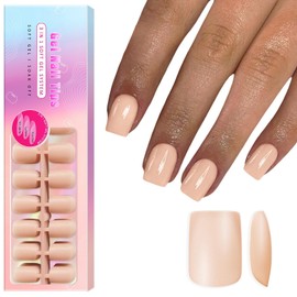 Sxvme Uñas Postizas De Gel En Forma De X, Cortas, Cuadradas, Para Presionar, 300 Unidades, Precoloreadas, Naturales, Nude, Uñas Postizas De Gel En Forma De X, Uñas P Desnudo Cuadrado Corto 0,3 Onzas