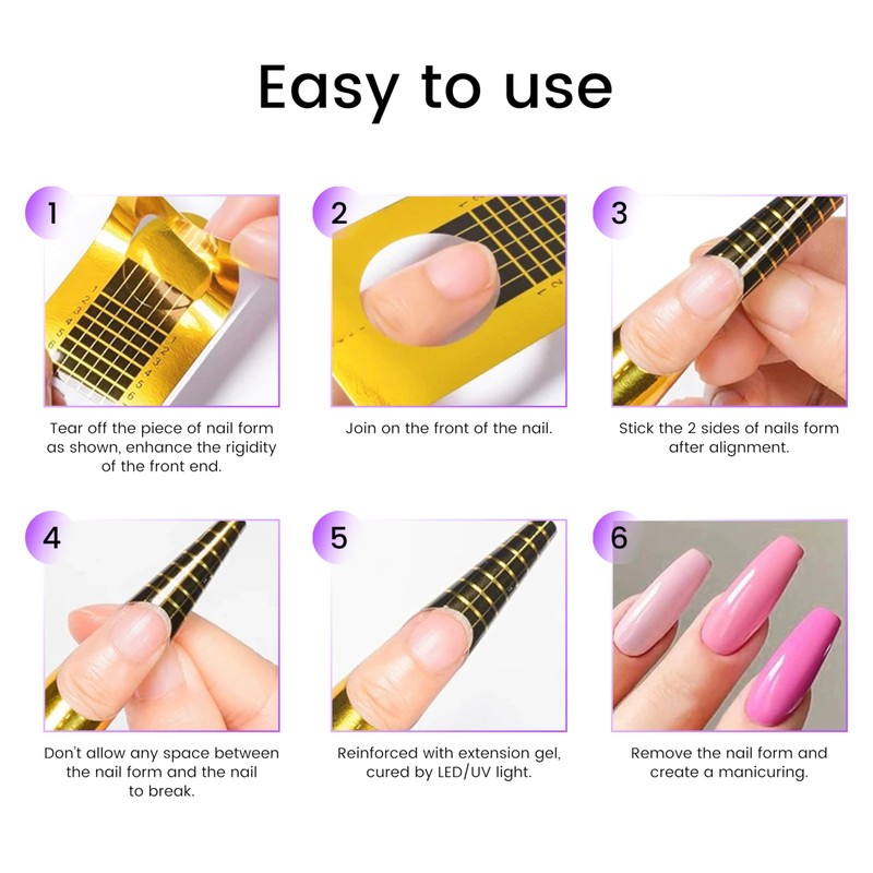 SULLMAR NailForms for Gel Builder Self Adhesive NailExtension Stickers for