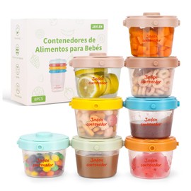 Juego de 8 Recipientes para Papillas, JAYLEN Contenedores de Alimentos, Almacenamiento de Alimentos, Contenedores para Papillas, a Prueba de Fugas, Apto para Frigorífico Microondas y Lavavajillas
