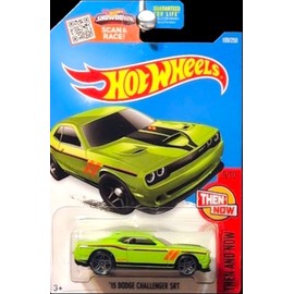 Mattel Hot Wheels 2016 Entonces y Ahora '15 Dodge Challenger SRT 109/250, Exclusivo Verde Lima