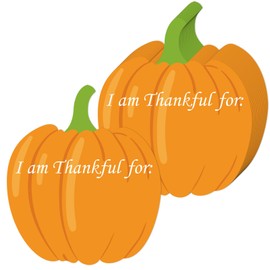 MixTeach 50Pcs Thanksgiving Table Place Cards Pumpkin Paper Table Decor Fall Thankful for Fill in Gratitude Cards Pumpkin Paper Cutout for Autumn Fall Thanksgiving Events Harvest Dinner Party Supplies