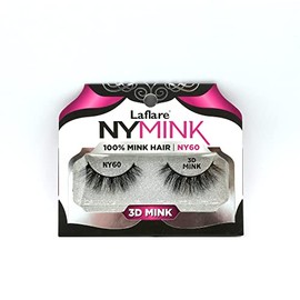 Laflare 3D NY Mink Eyelashes, 100% Real Mink Hair Lashes, Luxury Makeup, Natural, Light, Trendy, Variety, Reusable, Multi layered Real Mink Hair Lashes (NY60)