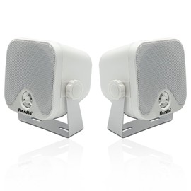 4" Heavy Duty Waterproof Boat Marine Box Outdoor Speakers Surface Mounted for Skid Steer ATV UTV RZR Golf Cart (White)