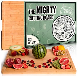 Large Cutting Board for Kitchens 24 X 18 by Grizzly Living - Heavy Duty Bamboo Cuttings Boards for Meat, Veg & Charcuterie - Large Wooden Stove Top & Countertop (24" x 18") Epicurean, Butcher