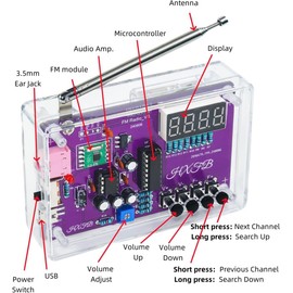 FM Radio Kit Soldering Practice Kits, DIY Electronic Project Kit FM 87-108MHz with 2 Power Modes EK1989, Soldering Learning and Teaching for Beginners, Adults, Kids