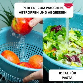 Westmark 2126221B Colander / Strainer with Recessed Handles and Attachment Pegs, Plastic, Blue