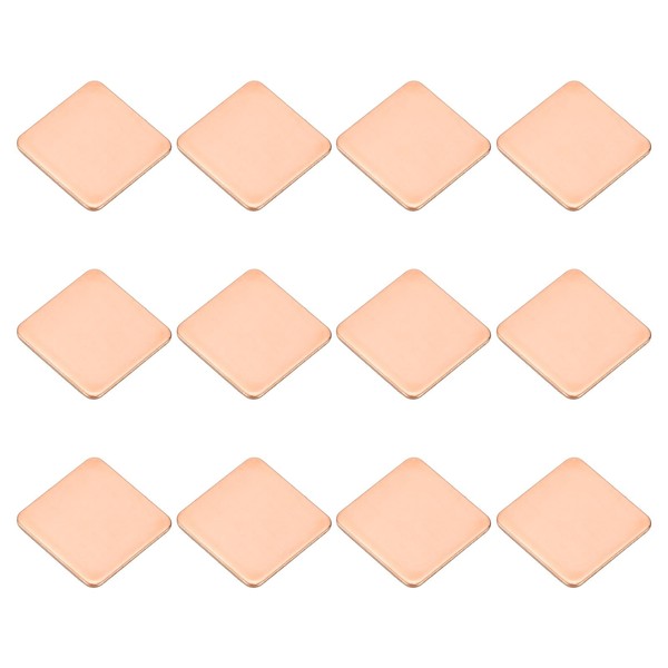 PATIKIL Copper Heatsink Pad Shims, 12 Pcs 15x15x0.8mm Copper Pad