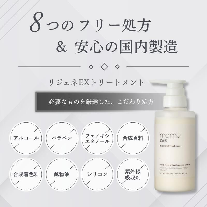 【医療発想 浸透補修トリートメント】mamu LAB｜リジェネEXトリートメント 300ml エクソソーム ヒト幹細胞培養液 ビタミンC