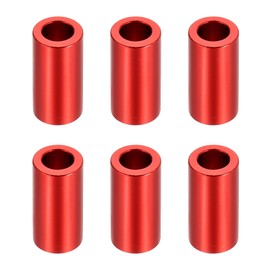 PATIKIL M6 Aluminum Spacer, 6 Pieces Metal Spacer Aluminum 6.2mm ID x 10mm OD x 20mm L Aluminum Screw Spacing Round for 1/4" or M6 Screw Bolt, Red