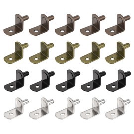 sourcing map Shelf Support Pegs, 100pcs 5mm(1/5") L-Shaped Support Bracket Pegs Shelf Pin with Hole for Furniture Cabinet Closet Shelves Supplies, Multiple Colors