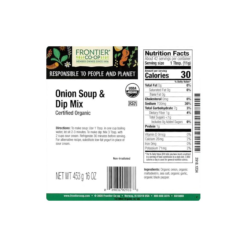 Frontier Co-op Organic Onion Soup and Dip Mix 1lb