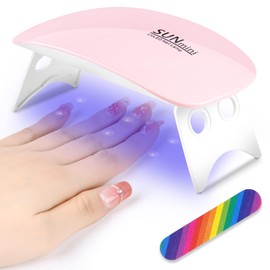 URAQT Mini UV LED Nail Lamp, USB Portable LED Nail Lamp for Gel Nails, Portable Nail Dryer for All Gel Nail Polishes, with Nail File, Curing Tool in Mouse Shape (Light Pink)