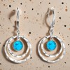 Gold Turquoise Earrings For Women Sterling Silver Circle Leverback Bohemia