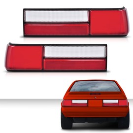 CROSSDESIGN NEW Taillight Taillamp Lens Left & Right Pair Set Red Compatible with Ford Mustang 1987-1993