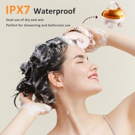 Euakee Electric Head Massager, IPX7 Waterproof with 12 Massage Heads and 3 Massage Modes, Scalp Massager, Scalp Massage Brush for Body Relaxation, Deep Cleansing (Golden)