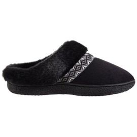 isotoner Women's Microsuede Sage Hoodback | Memory Foam Slippers, Black Microsuede, Small Wide