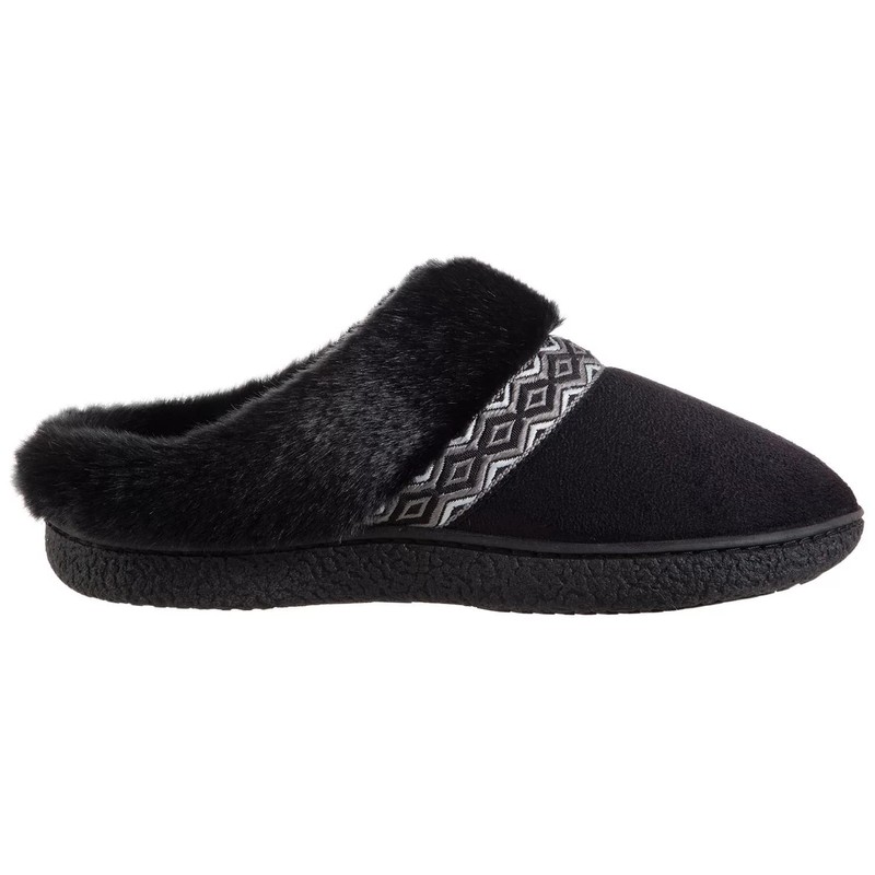 isotoner Women's Microsuede Sage Hoodback | Memory Foam Slippers, Black
