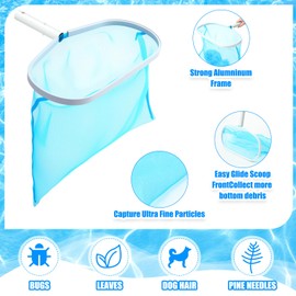 Innconee 14 Swimming Pool Vacuum Head with Wheels 1-1/4 x 18ft Flexible Vacuum Hoses and Skimmer Net Swimming Pool Cleaner Equipment for Above Ground and Inground Cleaning Supply