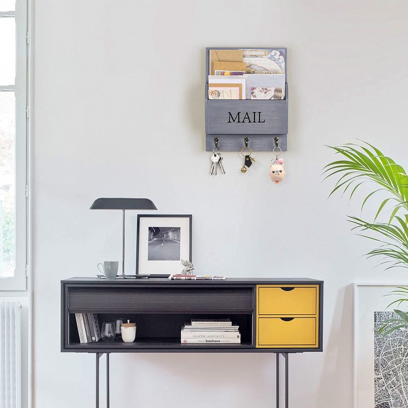DLQuarts Mail Organizer with Key Holder for Wall Decorative Mail