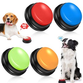 Vmxlso Pack of 4 Dog Buzzers with Recording Function, Dog Buzzer with Sound, 30 Seconds Recording Buzzer Dog, Answer Buzzers Dog, Dog Buttons for Talking, Dog Recording Buttons for Interaction