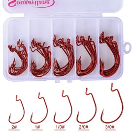 Sougayilang Fishing Hooks High Carbon Steel Worm Soft Bait Jig Fish Hooks with Plastic Box